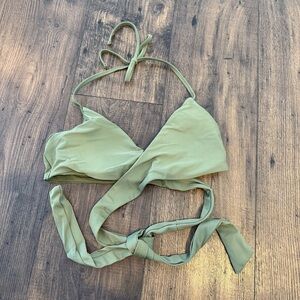 Aerie Women Olive Green Wrap Bikini Triangle Top Size Medium Swimsuit Top